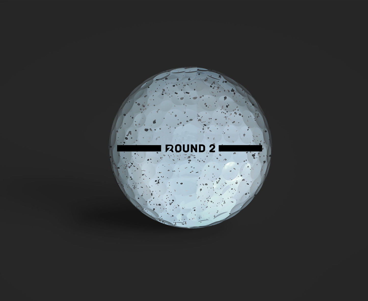 ROUND2 golf ball with wide alignment lines for precision, eco-friendly ionomer cover for optimal feel, and recycled core for maximum distance